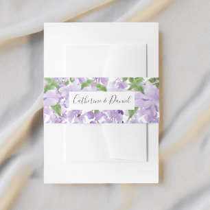 Watercolor Wisteria Personalized Name   Wedding Invitation Belly Band