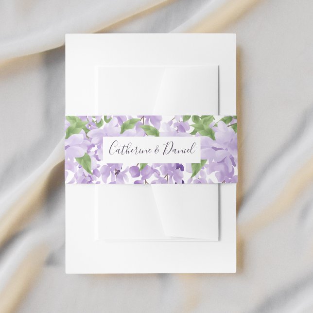 Watercolor Wisteria Personalized Name | Wedding Invitation Belly Band (Creator Uploaded)