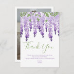 Watercolor Wisteria Photo | Bat Mitzvah Thank You Card<br><div class="desc">This design features elegant watercolor wisteria flowers in soft lavender and purple with green leaves on a white background with your Bat Mitzvah Thank You message below. On the reverse add your favourite photo. Personalize by editing the text in the text boxes and adding your image. Designed for you by...</div>