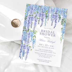 Watercolor Wisteria Purple Floral Bridal Shower Invitation