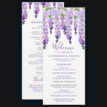 Watercolor Wisteria Purple Lilac Floral Wedding Program<br><div class="desc">Watercolor Wisteria Purple Lilac Floral Wedding features elegant watercolor wisteria flowers in soft lavender and purple with green leaves on a white background with your order of ceremony on the front and wedding party and thank you on the reverse in modern purple calligraphy script. Personalize by editing the text in...</div>