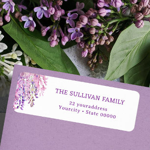 Watercolor wisteria return address label