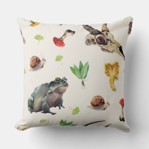 Watercolor Witch Brew Ingredients Throw Pillow