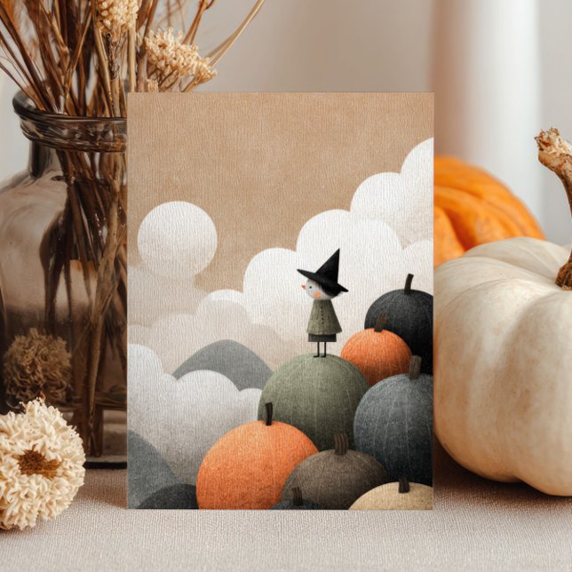 Watercolor Witch Spooky Cute Minimalist Halloween Card (Creator Uploaded)