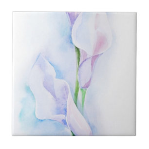 watercolor with 3 callas tile