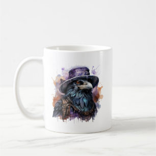 Watercolor Wizard Raven Bird Coffee Mug