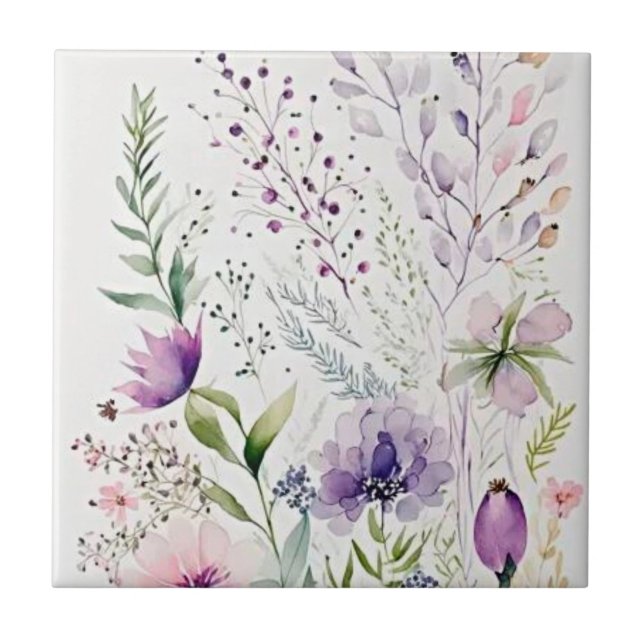 Watercolor woldflower tile (Front)