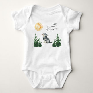 Watercolor Wolf Baby Shower Bodysuit