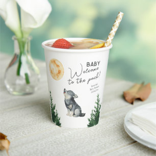 Watercolor Wolf Baby Shower  Paper Cups