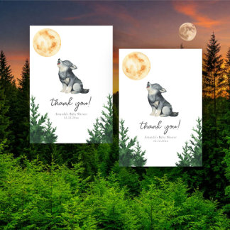 Watercolor Wolf Baby Shower Thank you