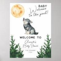 Watercolor Wolf Baby shower Welcome
