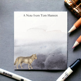 Watercolor Wolf Blue Clouds Personalized Notepad