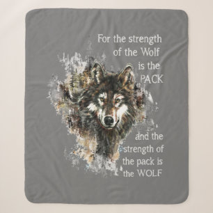 Watercolor Wolf Family Pack Quote Inspirational Sherpa Blanket