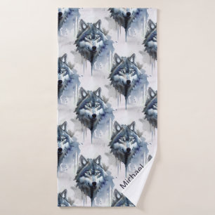 Watercolor Wolf Head Dusty Blue