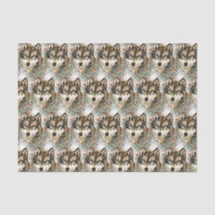 Watercolor Wolf Head Grey Black White Colours Tissue Paper