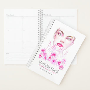 Watercolor woman and roses beauty salon branding T Planner