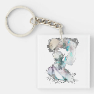 Watercolor Woman Keychain
