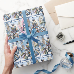 Watercolor Woman Shopper With Bags Wrapping Paper
