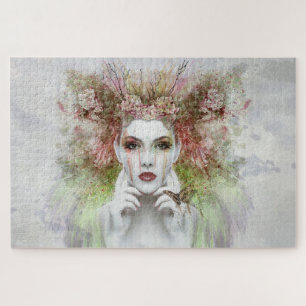 Watercolor Women with Butterfly Jigsaw Puzzle