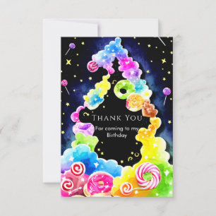 Watercolor Wonderland Candyland Birthday Thank You Card