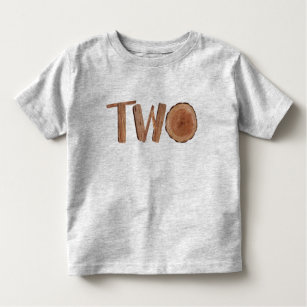 Watercolor Wooden 2nd Birthday Boy Toddler T-shirt