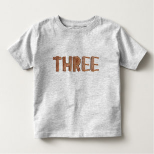 Watercolor Wooden 3rd Birthday Boy Toddler T-shirt