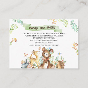 Watercolor Woodland A nimals baby shower books for Enclosure Card