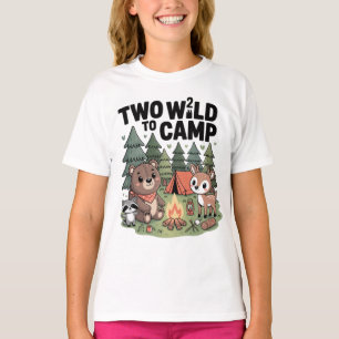 Watercolor Woodland animal camper 2nd birthday T-Shirt