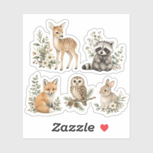 Watercolor Woodland Animals Deer Fox Raccoon
