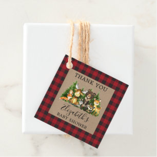Watercolor Woodland Animals Rustic Baby Shower Favour Tags