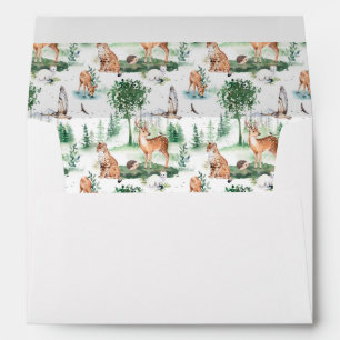 Watercolor Woodland Baby Animal Pattern Envelope