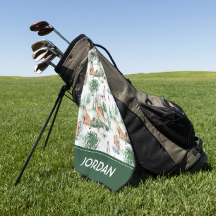 Watercolor Woodland Baby Animal Pattern Golf Towel
