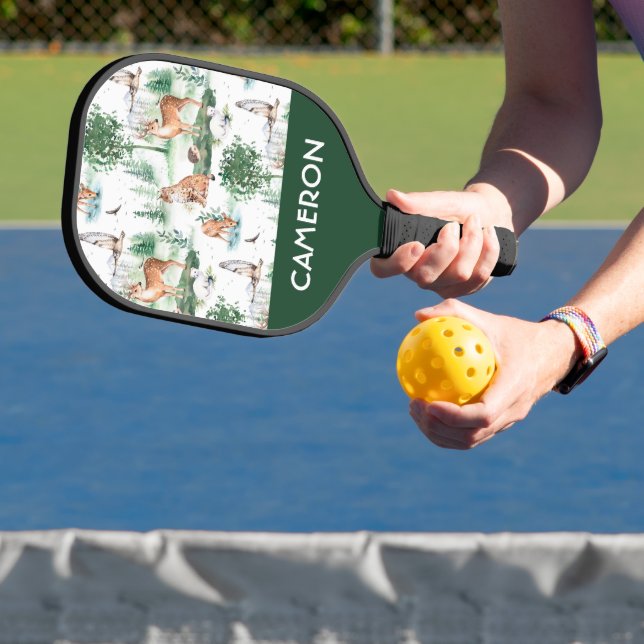 Watercolor Woodland Baby Animal Pattern Pickleball Paddle (Insitu)