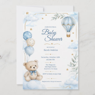Watercolor Woodland Baby Boy Shower Invitation