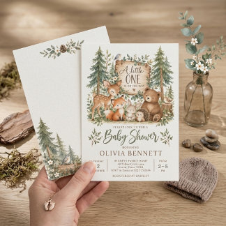Watercolor Woodland Baby Shower Invitation