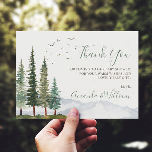 Watercolor Woodland Baby Shower Thank You Card