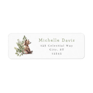 Watercolor Woodland Bear Address Label