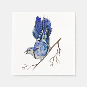  Watercolor woodland bird blue jay Napkin