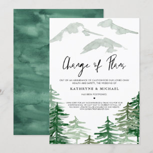 Watercolor Woodland Change of Plans Postponement Invitation