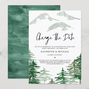 Watercolor Woodland Change the Date Postponement Invitation
