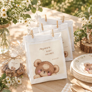 Watercolor Woodland Cute Cub Bear Baby Shower Favour Bag