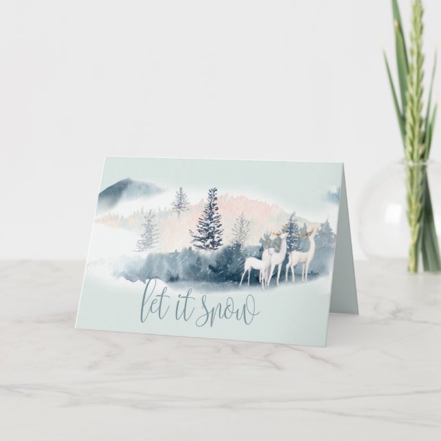 Watercolor Woodland Deer Card (Front)