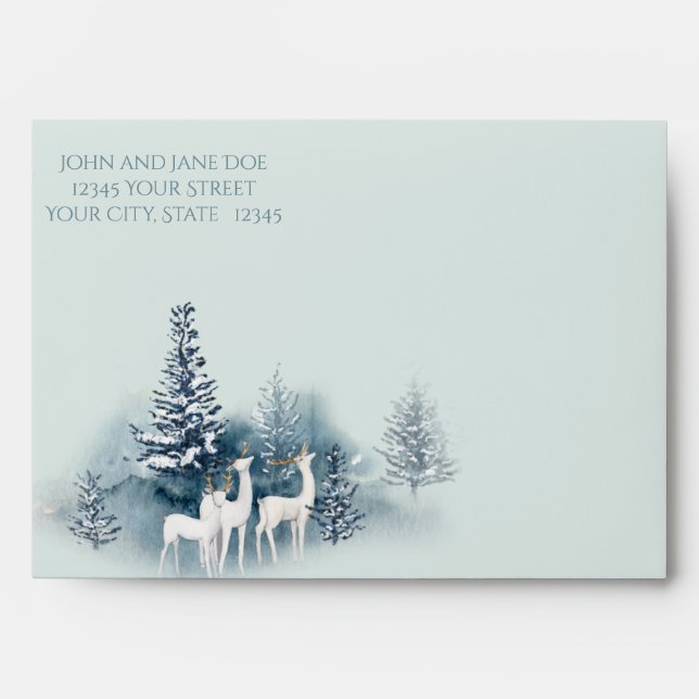 Watercolor Woodland Deer Envelope (Front)