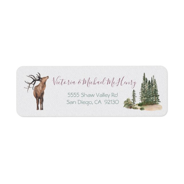 Watercolor woodland deer forest address labels (Front)