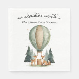 Watercolor Woodland Deer & Fox Boho Baby Shower Napkin