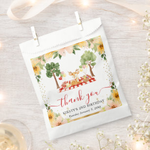 Watercolor Woodland Deer Picnic Birthday Favour Bag