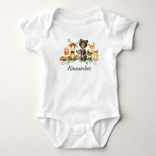Watercolor Woodland Forest Animals Baby Bodysuit