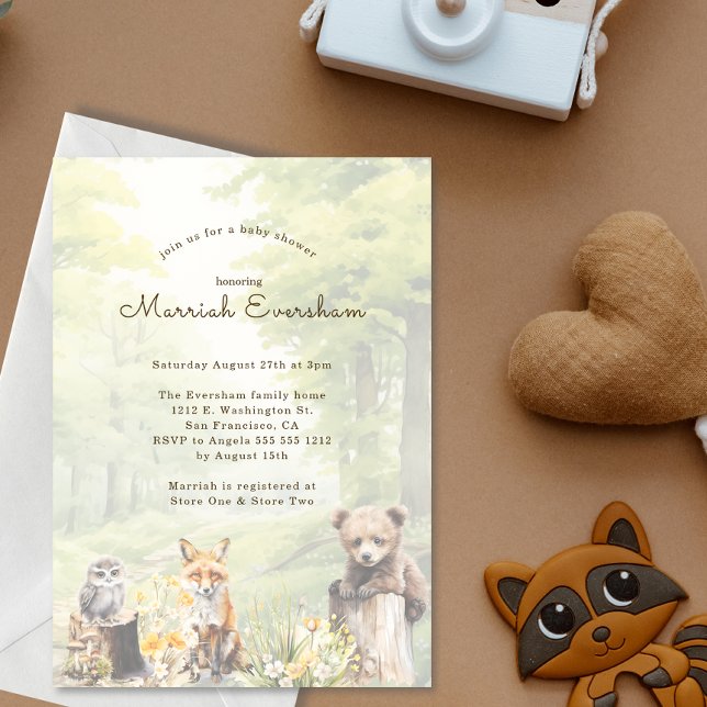 Watercolor Woodland Forest Animals Baby Shower  Invitation (Creator Uploaded)