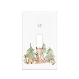 Watercolor Woodland Forest Animals Nursery Bedroom Light Switch Cover