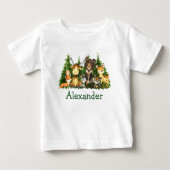 Watercolor Woodland Forest Animals Trees Baby T-Shirt (Front)
